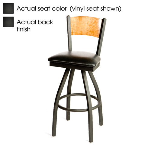 Oak Street Mfg SL21501SPB Plain Black Wood Back & Seat Swivel Barstool