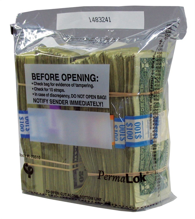 PermaLok 8" x 9-1/4" Tamper Evident Money  Deposit Bags 250 Count