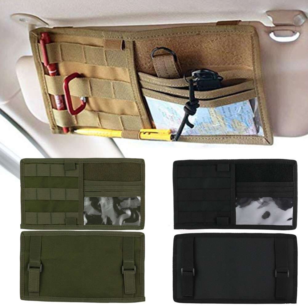 600D Nylon Car Sun Visor Organizer Pouch Bag Multiple Pocket Card Storage Holder