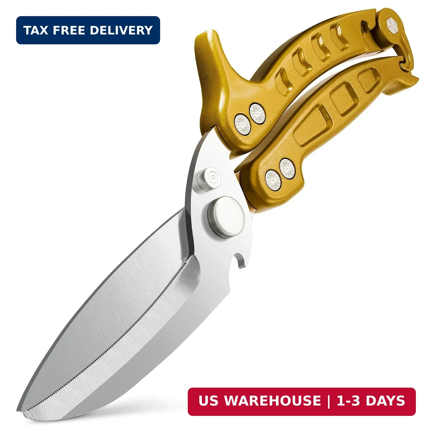 Heavy Duty Poultry Shears - Kitchen Shears Dishwasher Safe, Spring-Loaded, 3Cr14