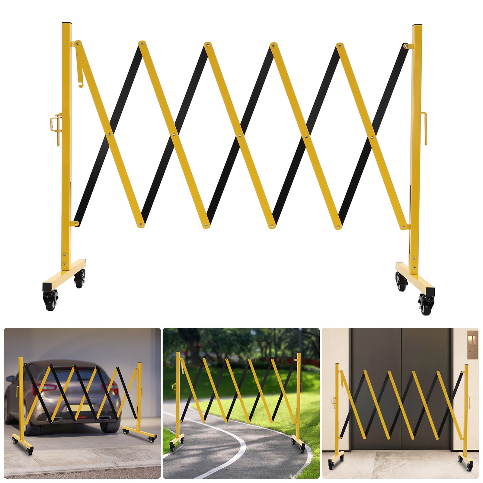 Metal Expandable Barricade Gate Folding Security Gate With Wheels Safety Barrier