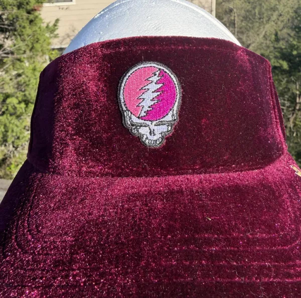 Grateful Dead "Lil Pink Stealie" Velour Visor - Burgundy