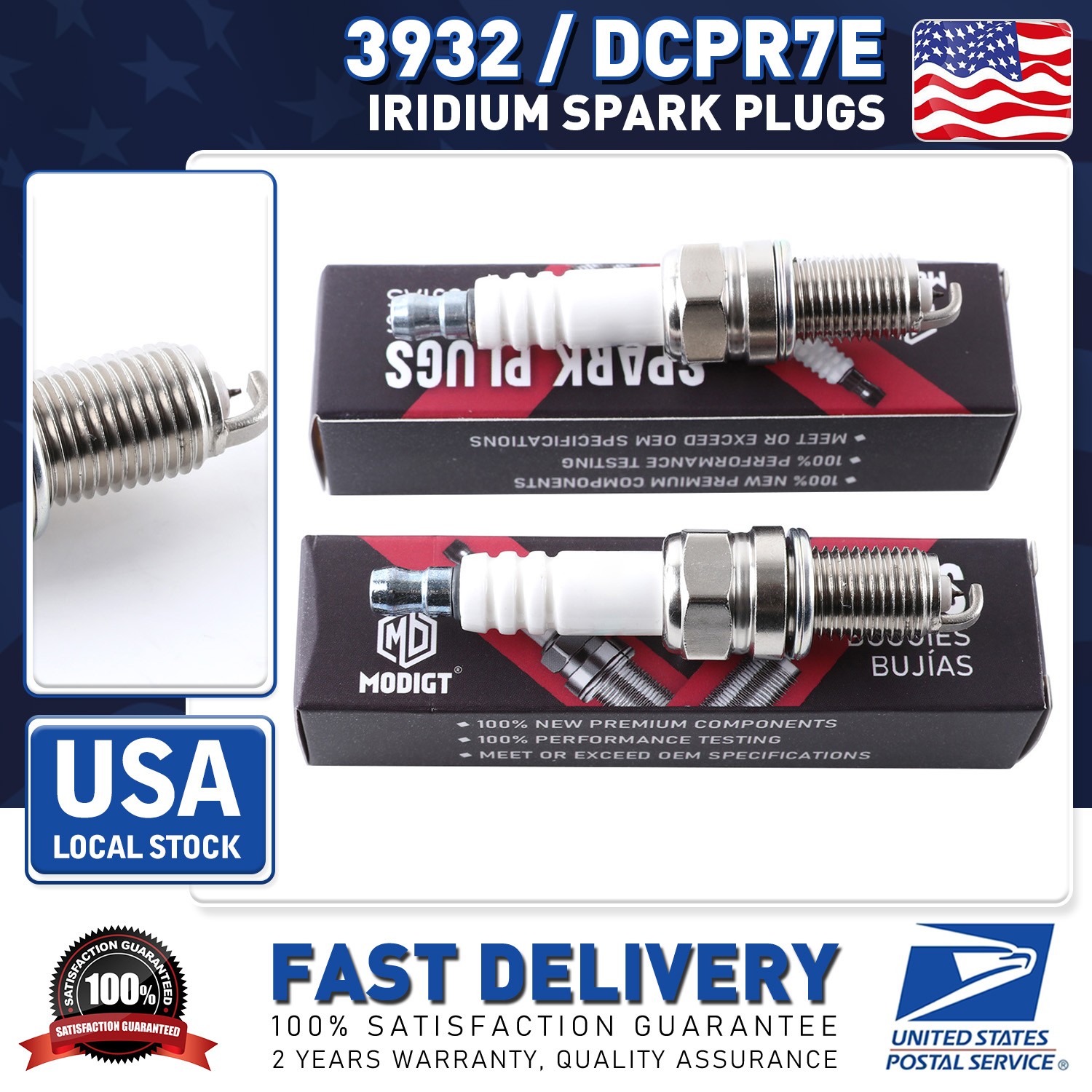 Set of 2 Spark Plugs 3932/DCPR7E New For Harley Davidson Sportster XL 883 / 1200