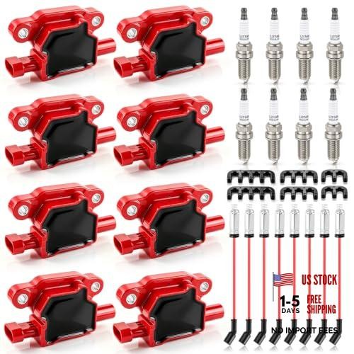 UF413 Ignition Coil SP479 Double-Iridium Spark Plug Wire Set Fit for Chevrolet