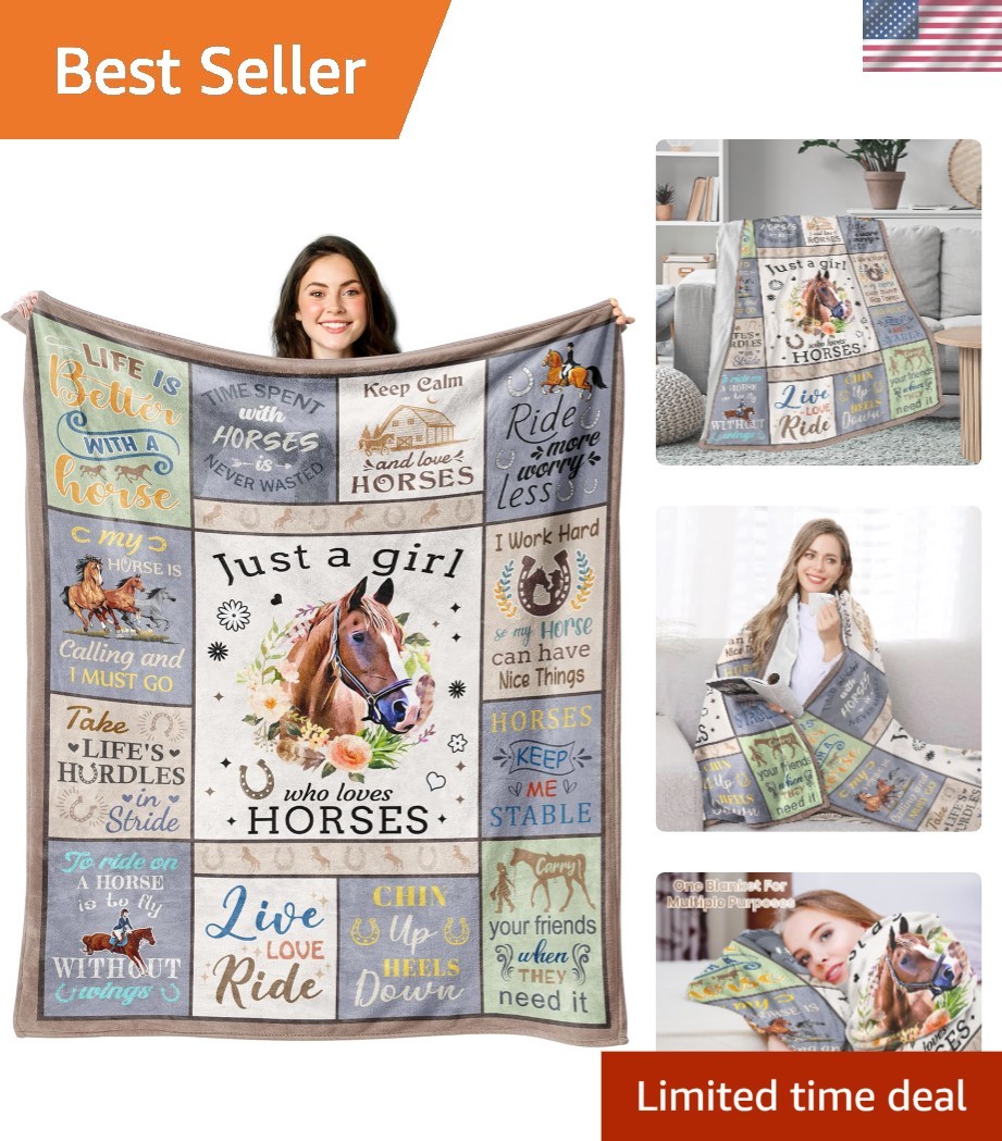 Lightweight Horse-Themed Throw Blanket - Cozy Decor for Horse Lovers, 50" x 40"