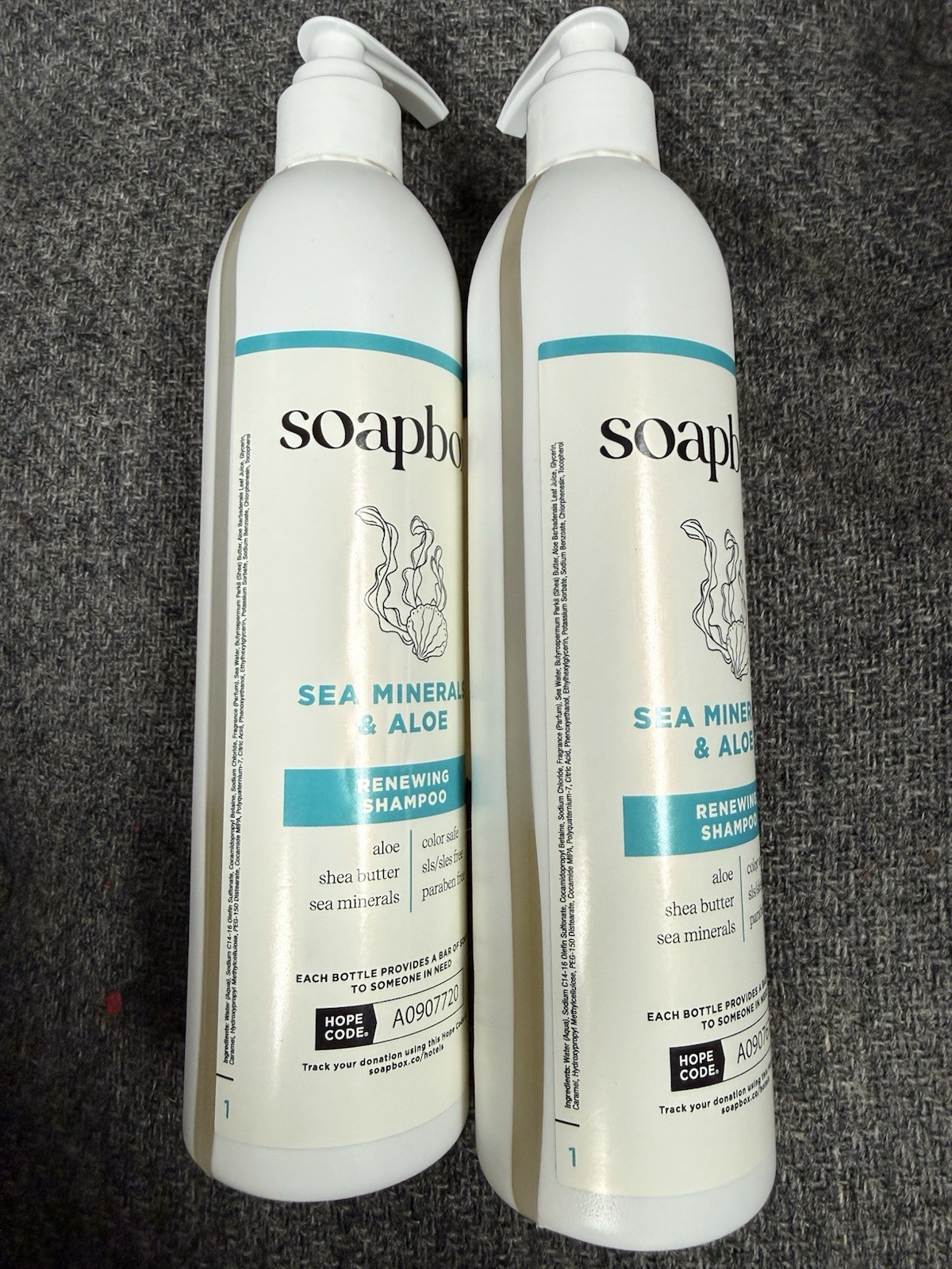 2 New SB SoapBox Renewing Hair Shampoo & Sea Minerals & Aloe 12oz Each