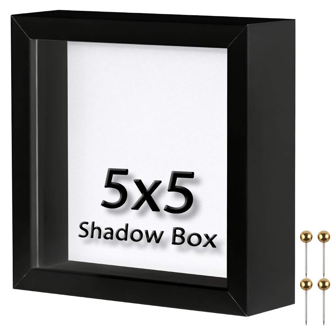 5x5 Inch Small Shadow Box Frame Memory Display Case for Memorabilia Flowers