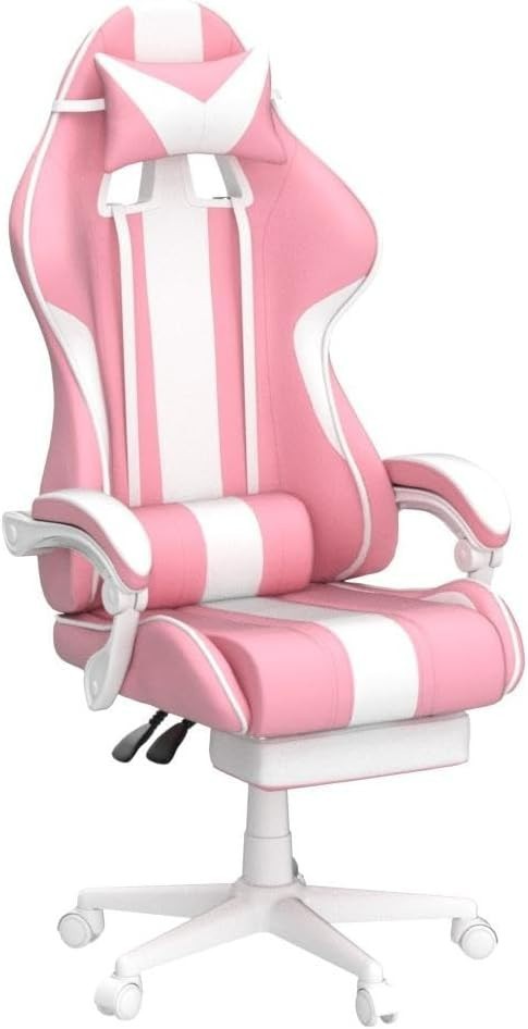 Pink Gaming Chair for girls for women office chair Reclining pc gaming footrest