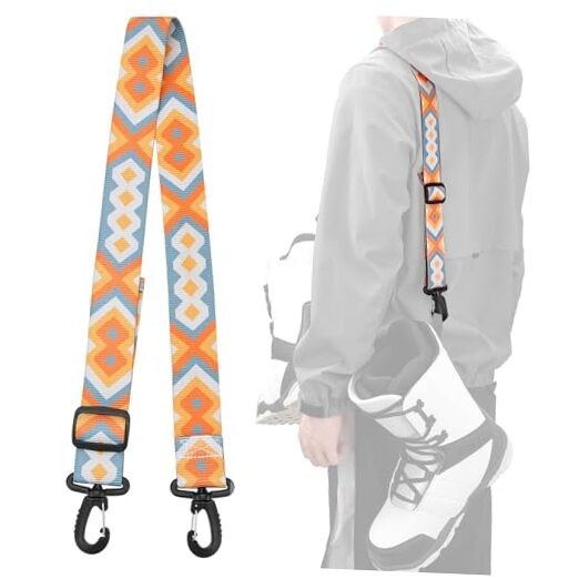 Ski and Snowboard Boot Carrier Strap Shoulder Sling Leash for Orange Adjustable