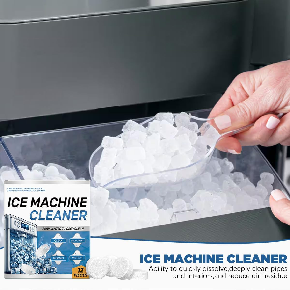 Ice Machine Cleaner Maker Descaler - 24 Ice Maker Cleaner Tablets, Compatible wi