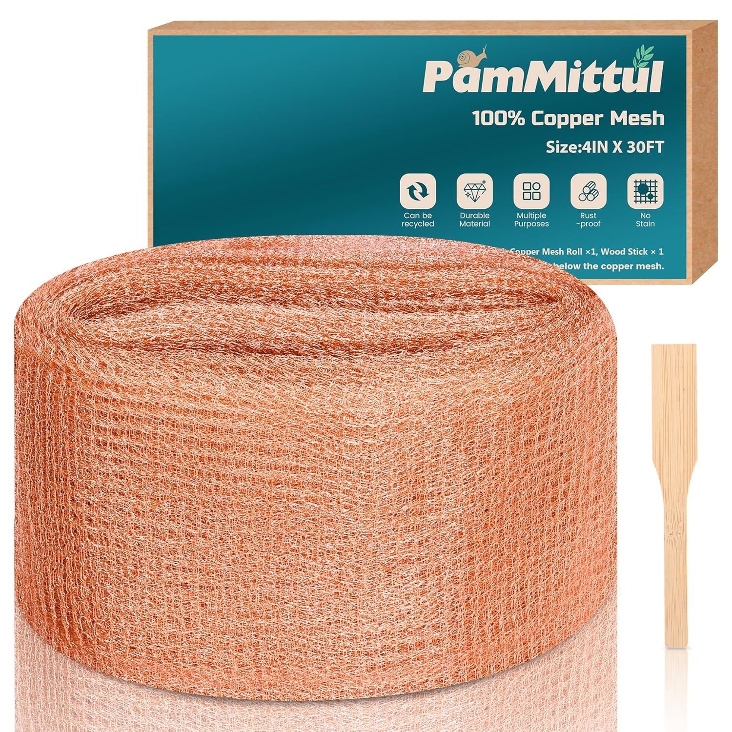 Copper Mesh Rodent Control, 4in x 30ft Rustproof Pure Copper Mesh Roll for Slug