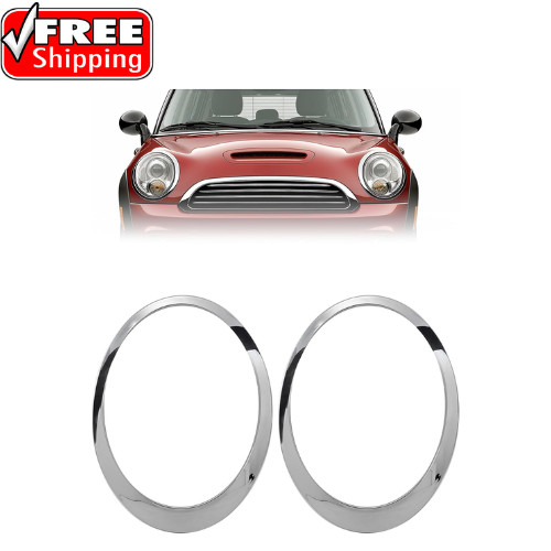 Pair Headlight Bezel Headlamp Trim Ring For 2007-2015 Mini Cooper R55 R56 R57