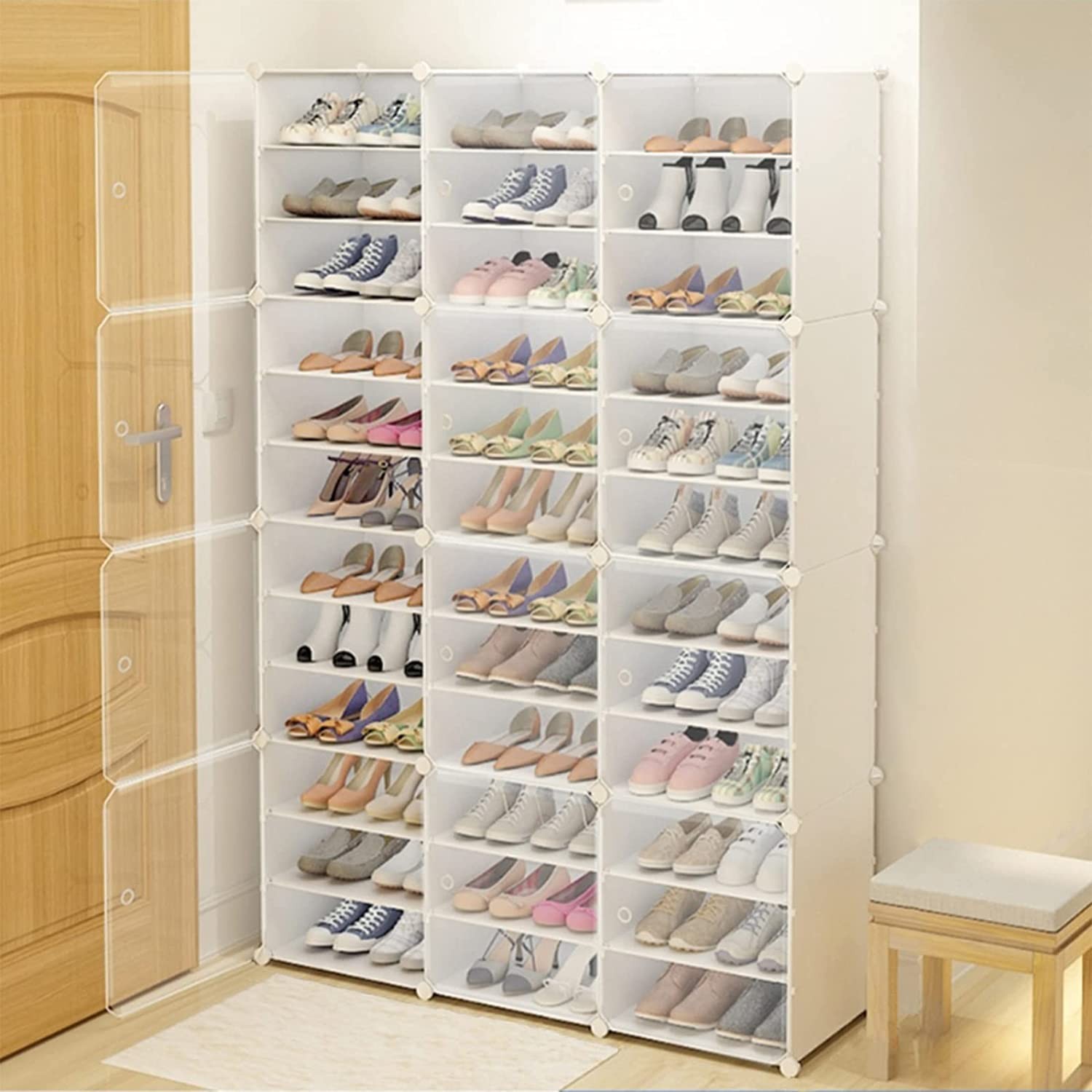 For 36 Pairs Shoes 12 Tiers Shoe Rack Box Organizer Stackable Cabinet Storage