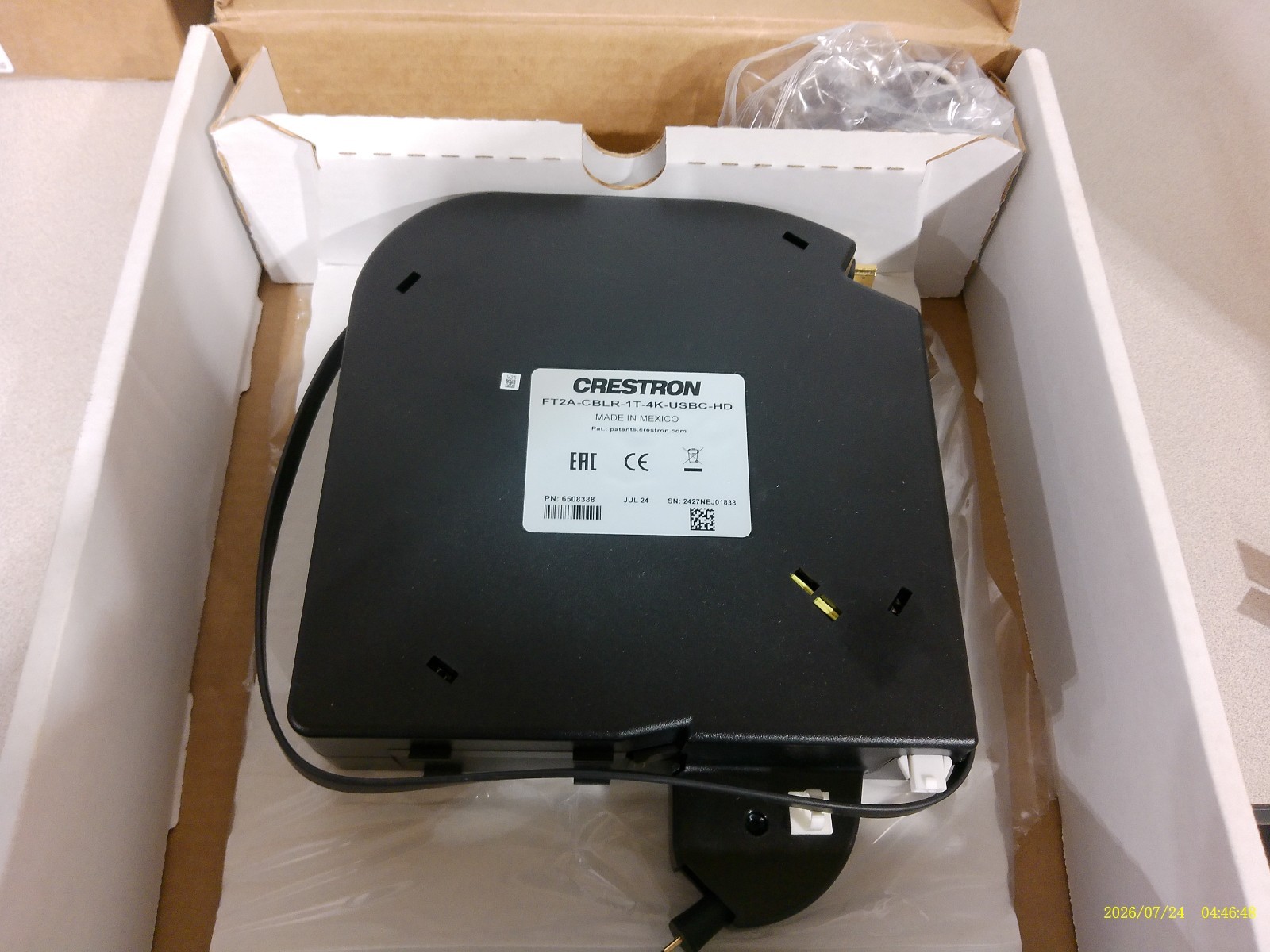 Crestron FT2A-CBLR-1T-4K-USBC-HD One-Touch Cable Retractor USB-C to HDMI 6508388