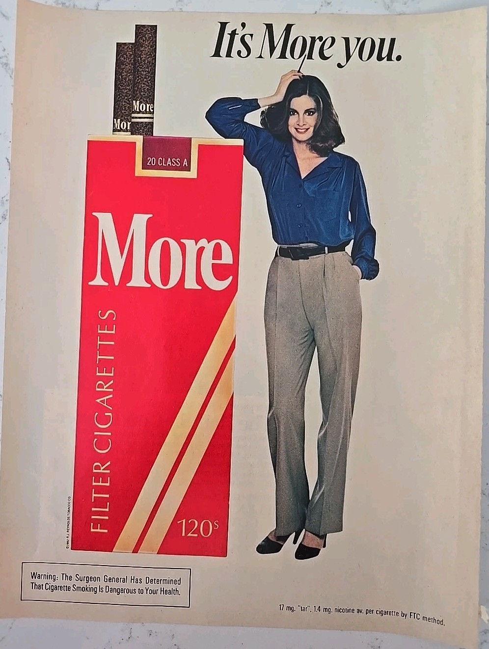 1982 It's More You Cigarettes Pretty brunette Vintage Ad