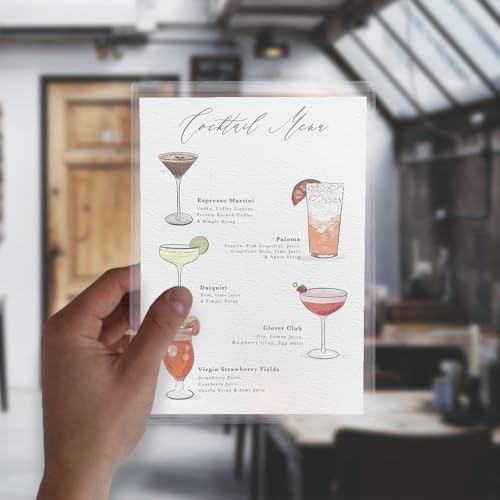 Rigid Plastic Menu Holders 5" x 7" - 25-Pack Clear Display Stands for Restaurant