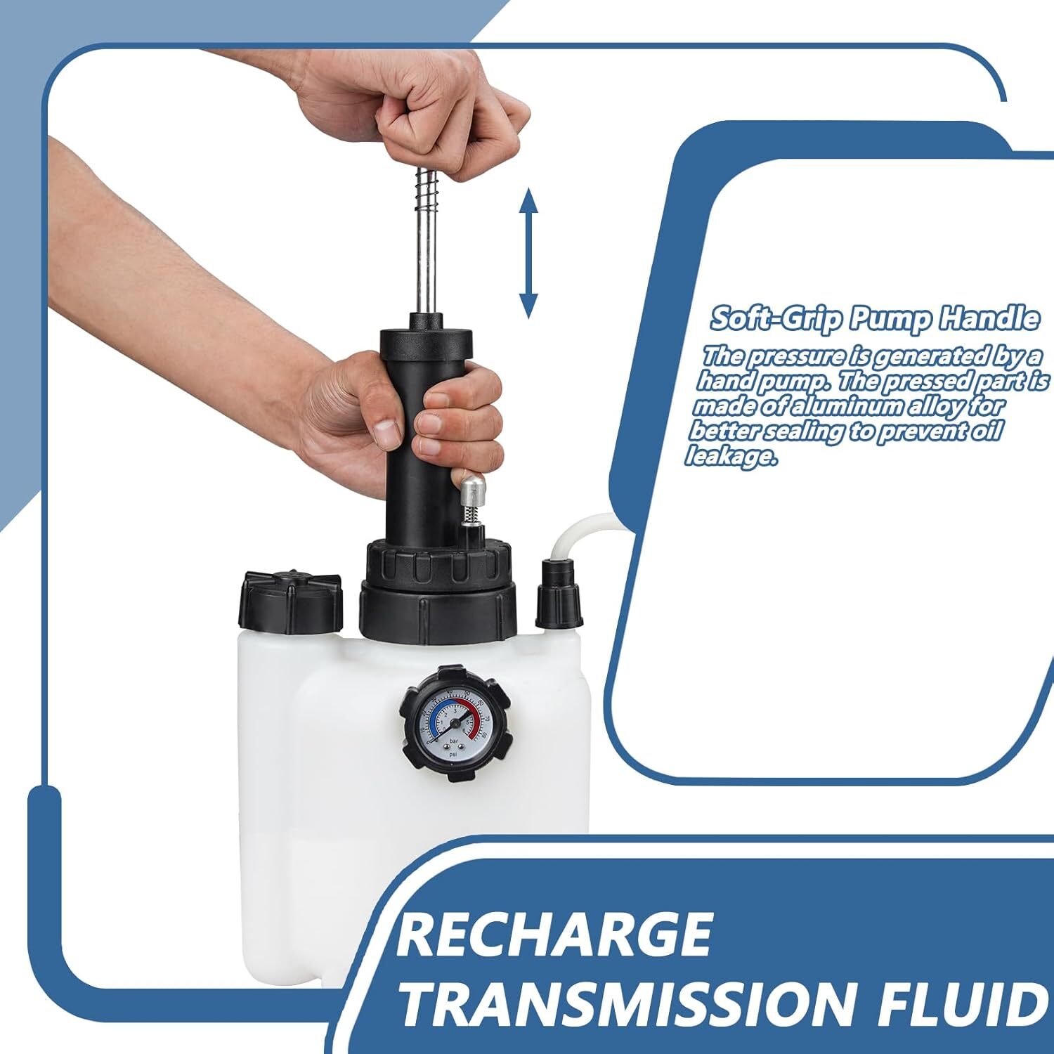 3L Transmission Oil Filling System Fluid Pump Manual Tool With 8pc ATF Adaptors