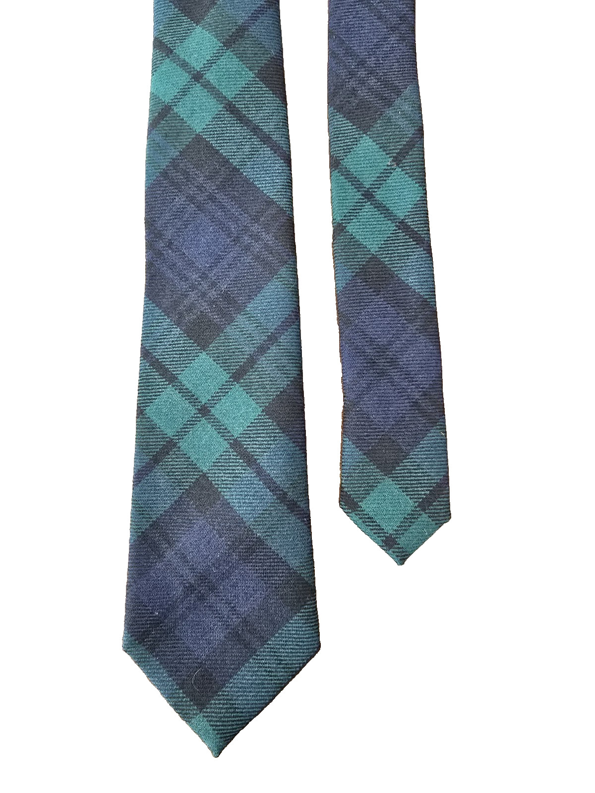 Polo Ralph Lauren Black Watch Tartan Wool Tie Navy Green One Size Made In Italy