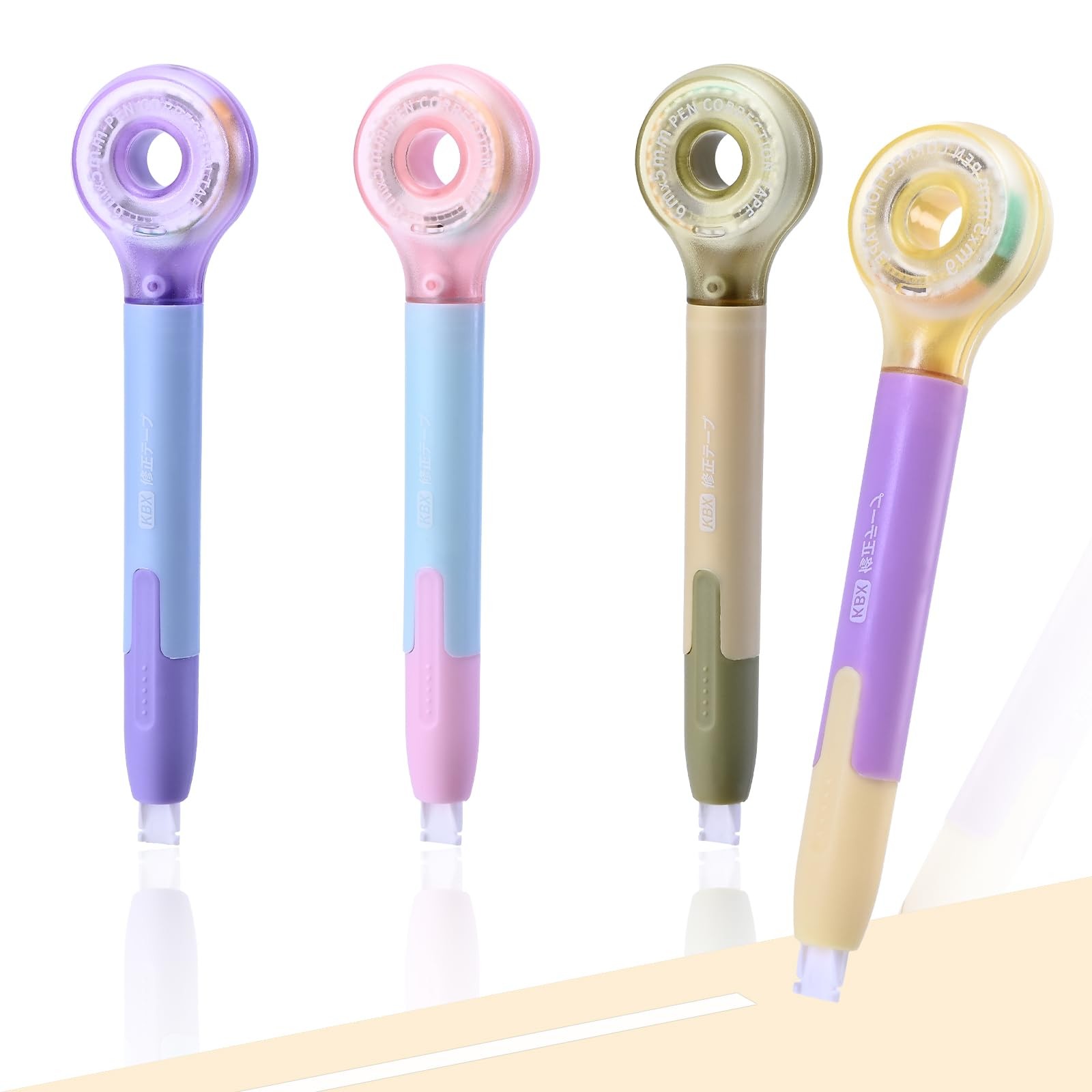 Temiary 4 Pack Correction Tape Pen, 6M/256" x 0.2" White Smooth Pull Macaron