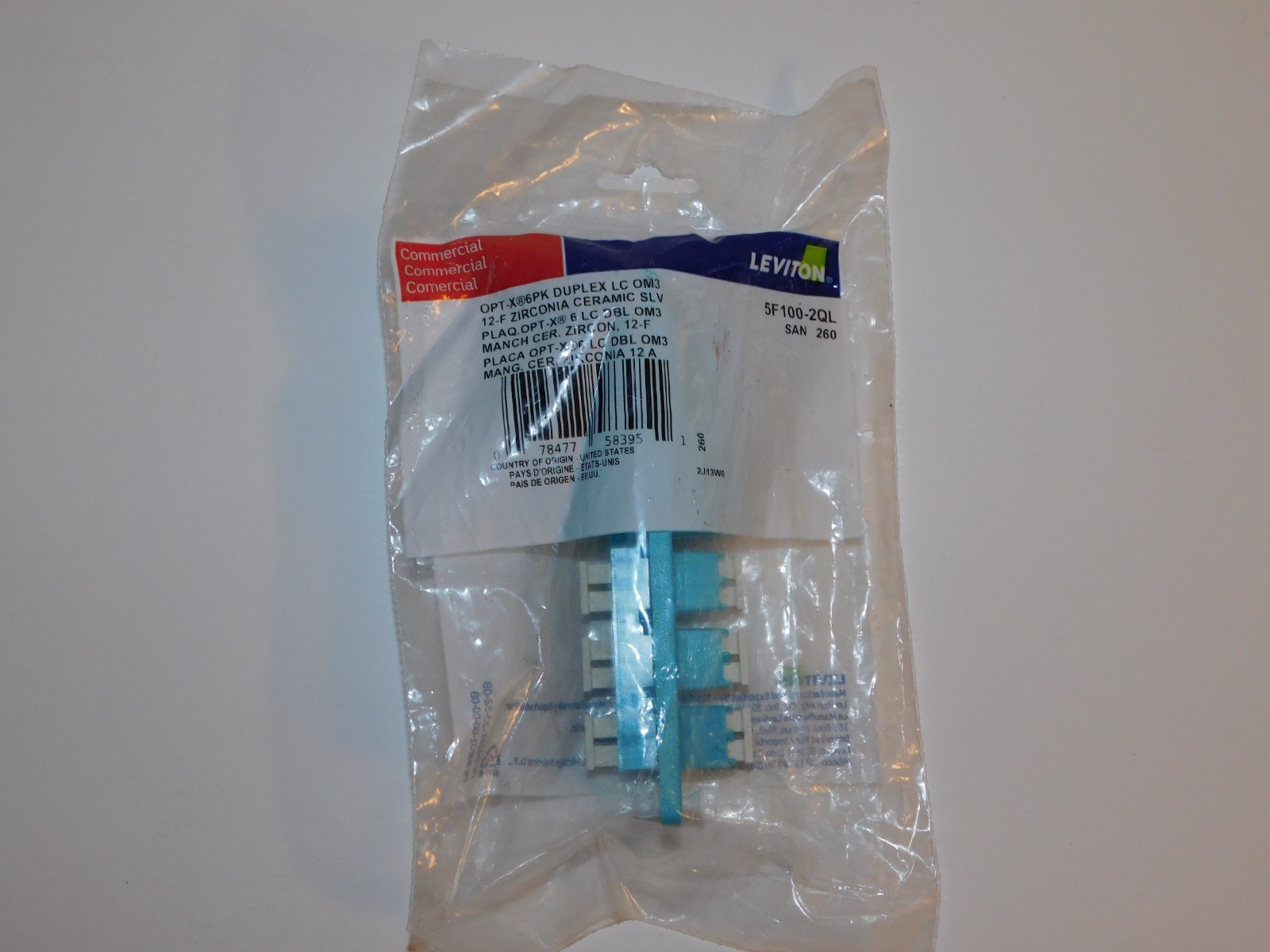 Leviton 5F100-2QL OPT-X 50/125um Multimode OM3/4 Duplex LC 12 Fiber Sleeve Aqua