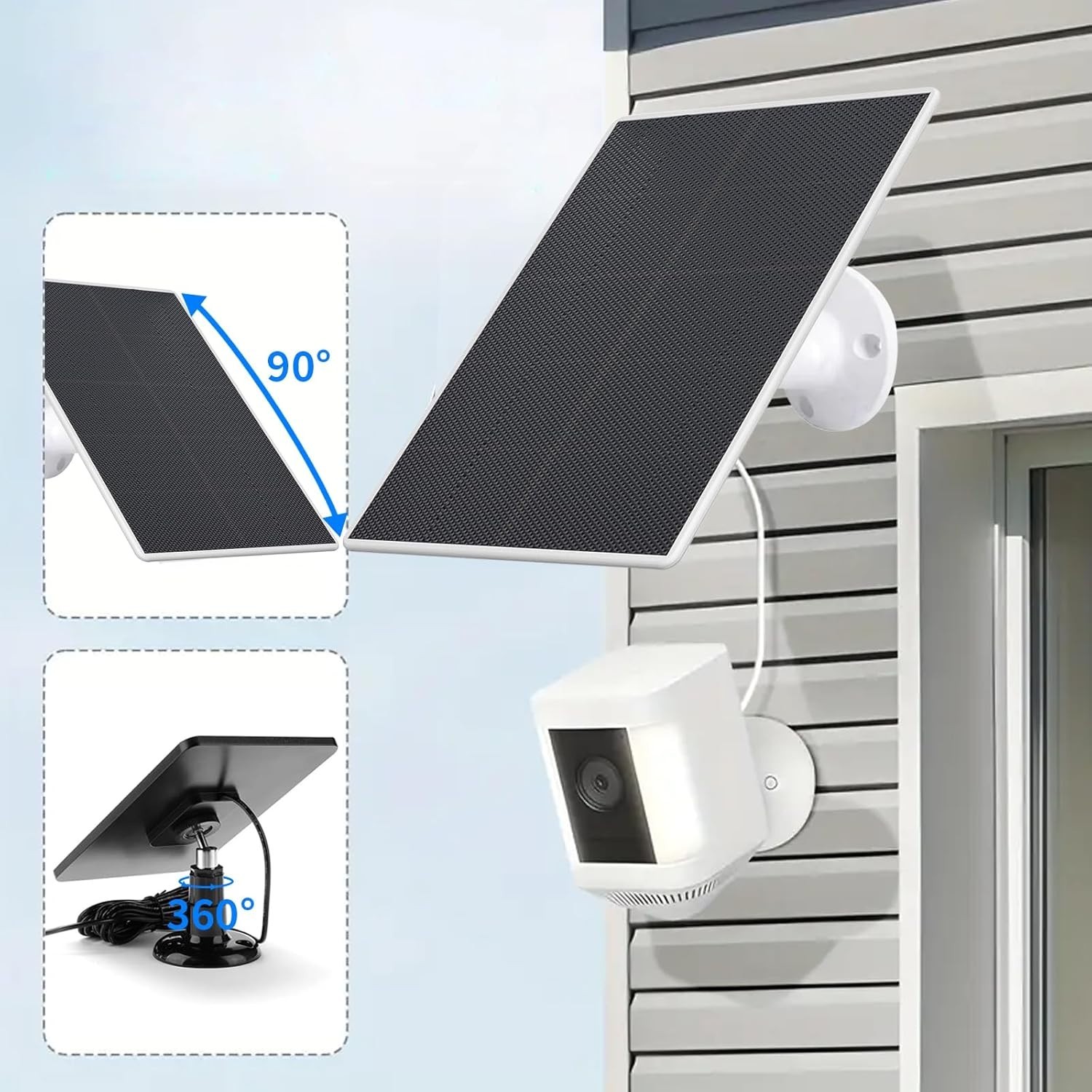 Ring Camera Solar Panel Charger for Stick Up and Spotlight Cams, Weatherproof