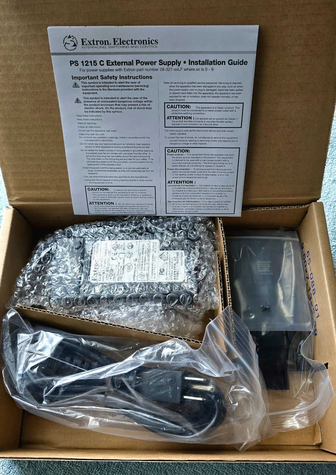 Extron PS 1215 C 12VDC, 1.5A PN 70-1174-01