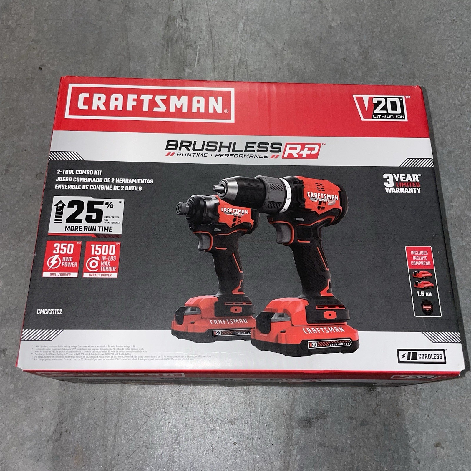 CRAFTSMAN V20 Brushless Cordless 2-Tool Kit w/2 Batteries & Charger CMCK211C2