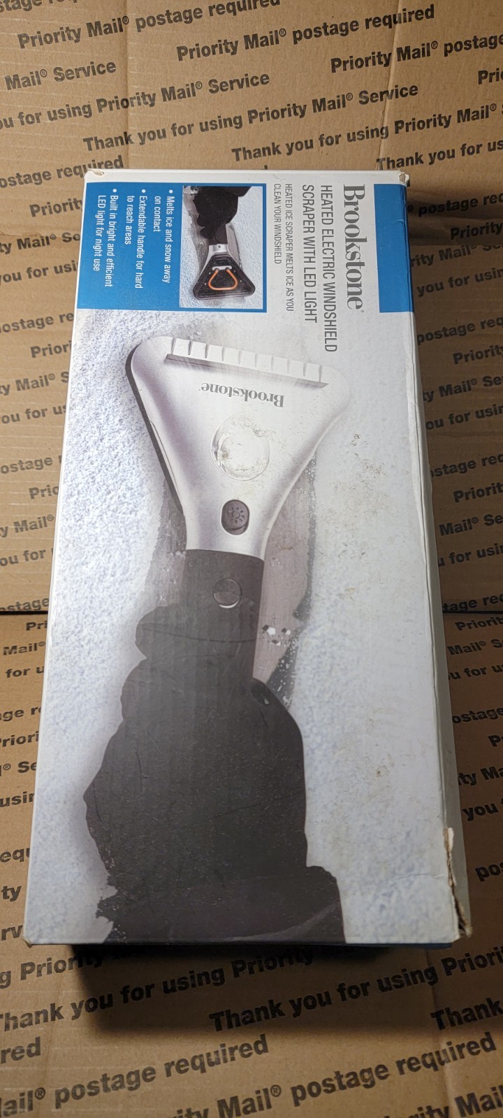 Brookstone Heated Electric Windshield Scraper with LED Light - Snow Ice Melter