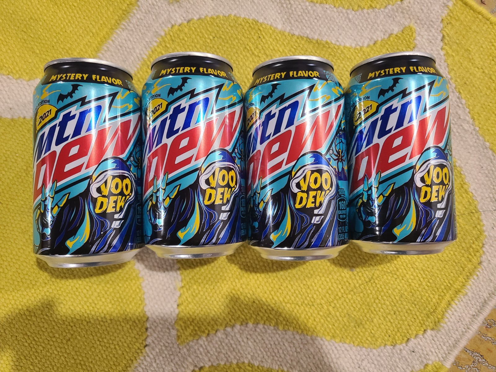 4 Unopened 12oz Cans Mountain Dew - 2021 VooDew Mystery Flavor - Ltd Ed