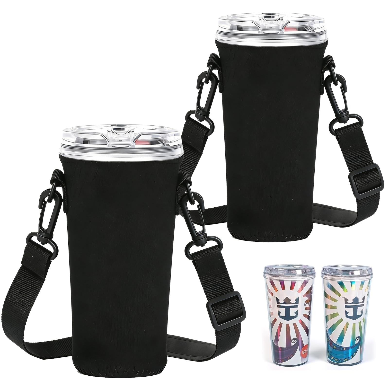 HandsFree Cup Holder 2Pack, Neoprene Drink Sling for Cruise Essentials
