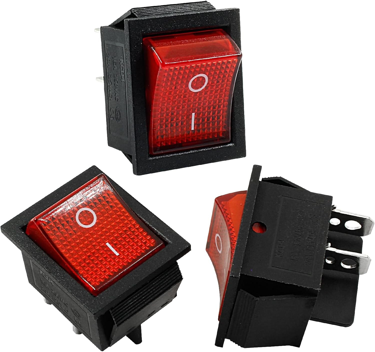 3Pcs KCD4 Rocker Switch DPST 4 Pins 2 Position (ON Off) Boat Rocker Toggle Switc