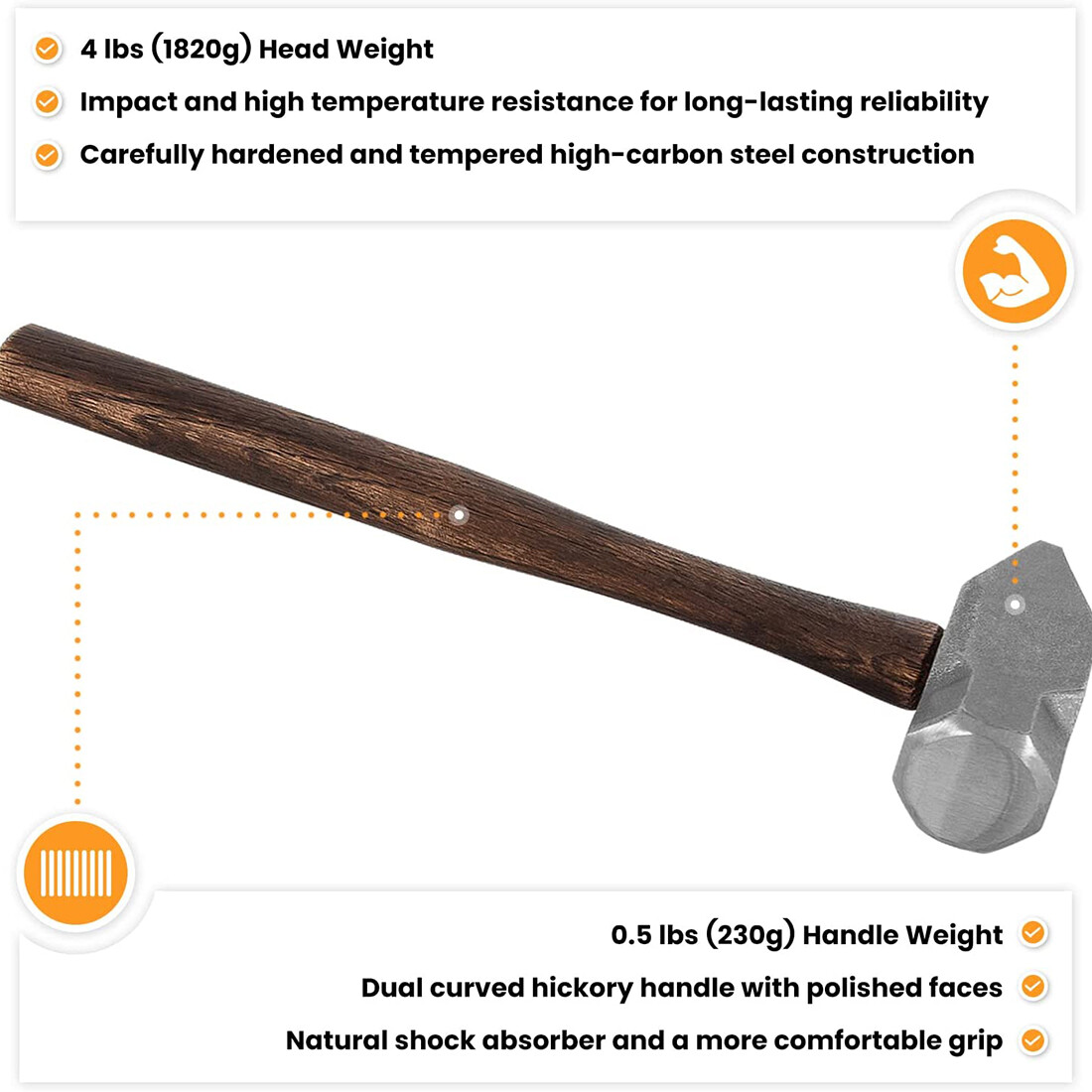 4LB Blacksmith Hammer Cross Peen for Farrier Knife Maker Bladesmith Forging Tool