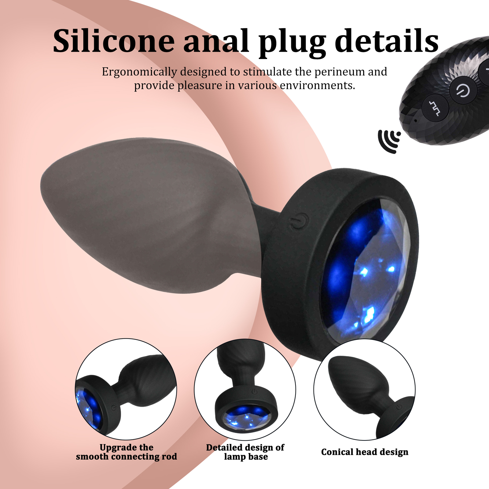 360° Rotation Vibrating Butt Plug Prostate Massager with LED Anus SexToy for Man