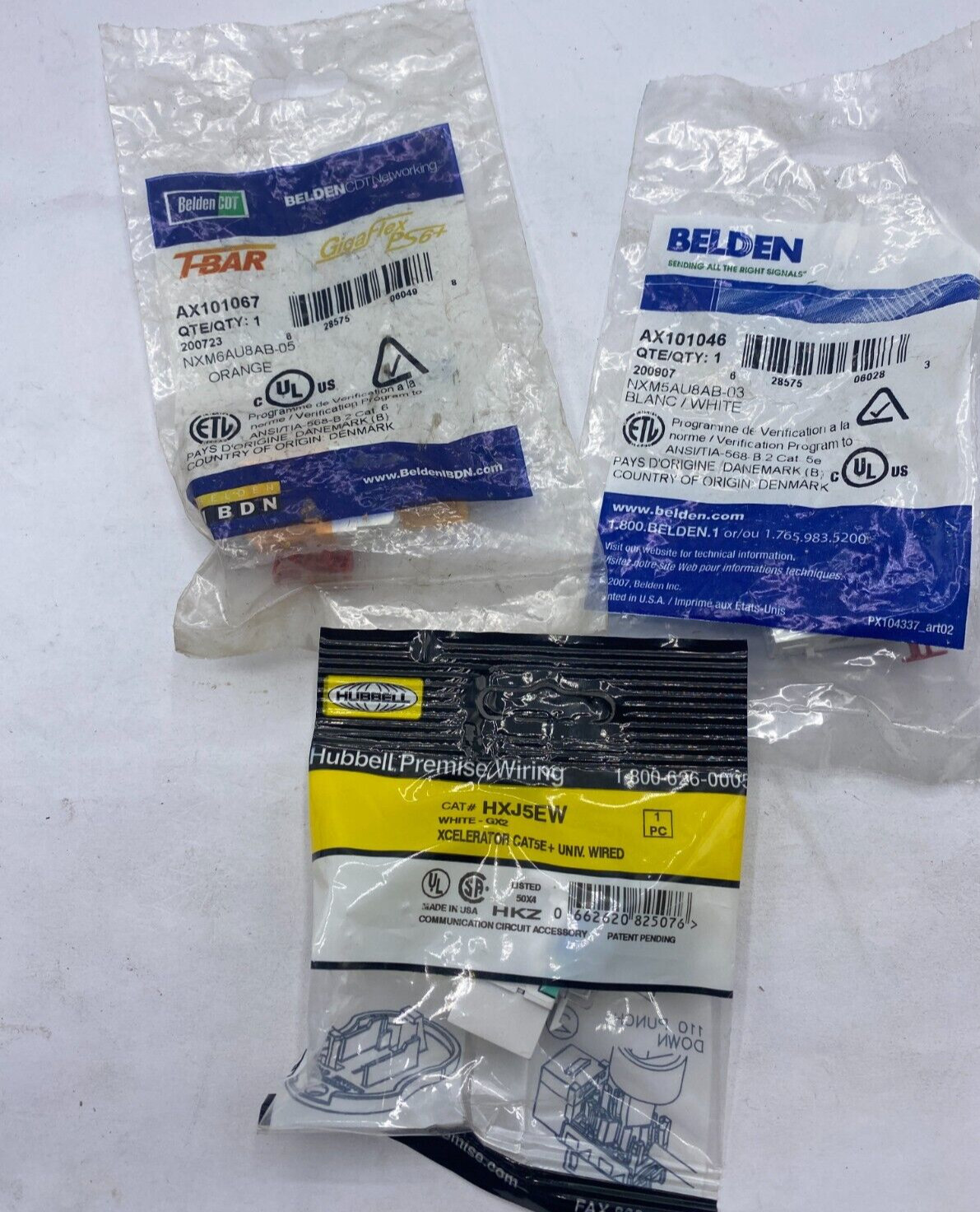 DUAL  Hubbell HXJ5EW, BELDEN AX101046, BELDEN AX101067 LOT OF 3 🔔