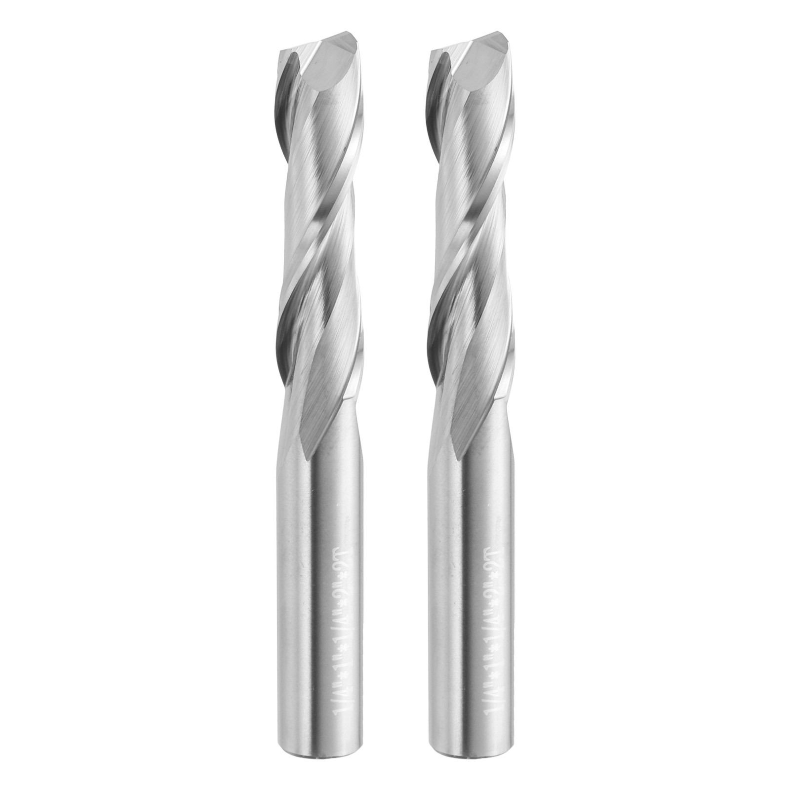 2pcs Spiral Router Bit 1/4"x1/4"x1"x2" 2 Flutes 30 Degree Helix HRC44-46