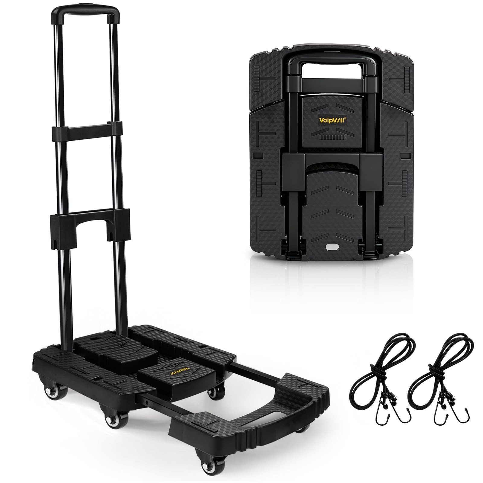Voipvvii Folding Hand Truck 500lbs, Portable Heavy Duty Dolly Cart, 6 Wheels ...
