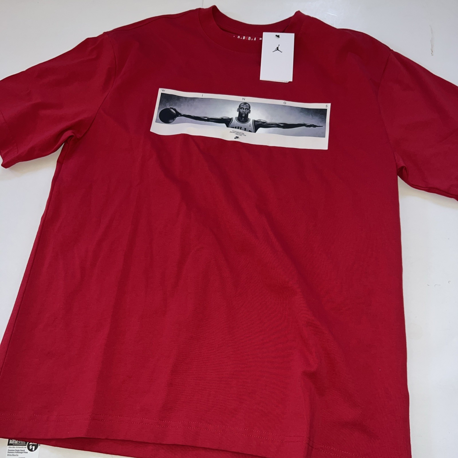 Jordan Wing Span Poster Photo T Shirt Gym Red IF5617-687 Men's Sz S,M,L NEW