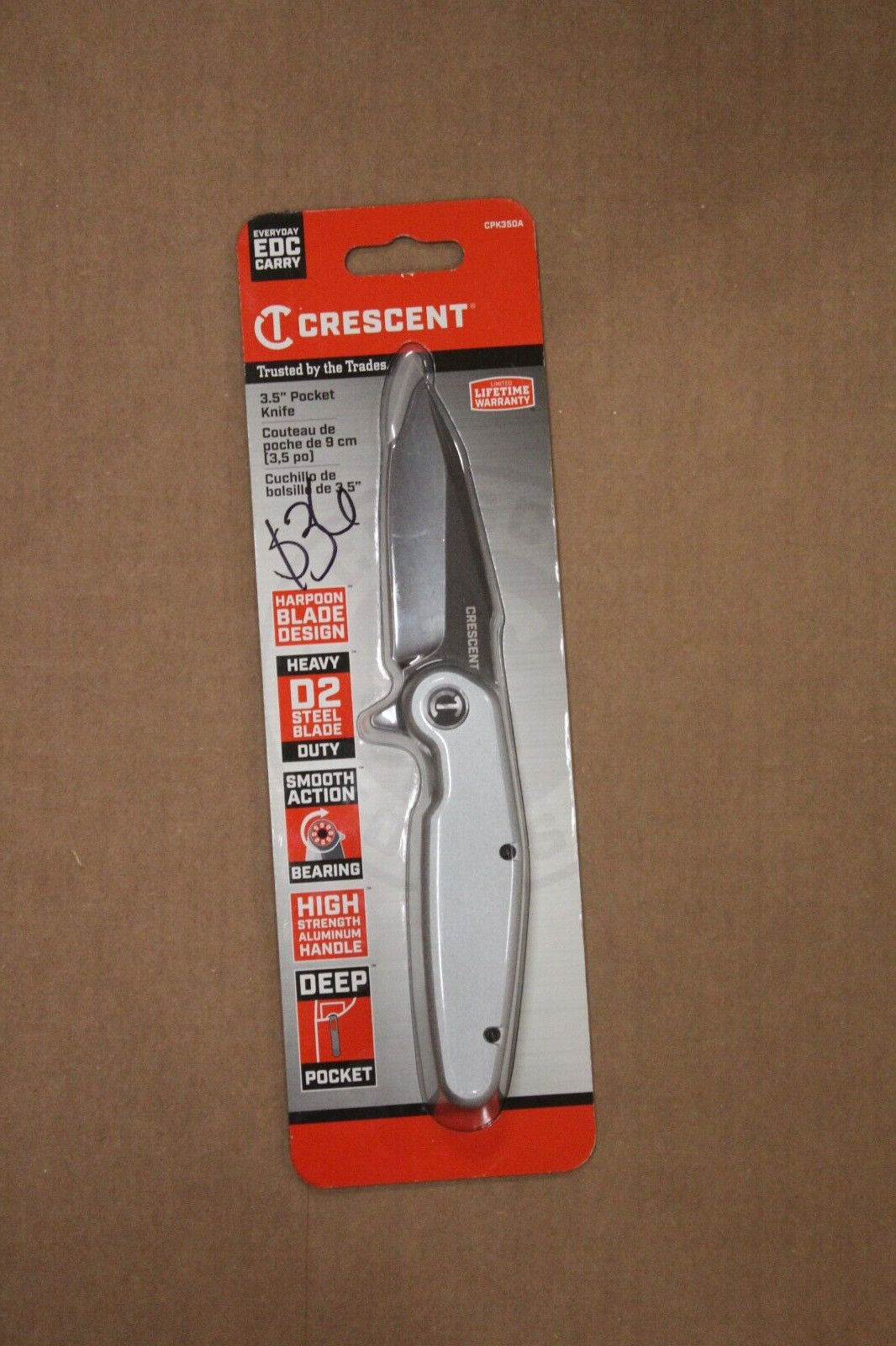 NEW Crescent 3.5" Harpoon Blade EDC Folding Pocket Knife Aluminum Handle CPK350A