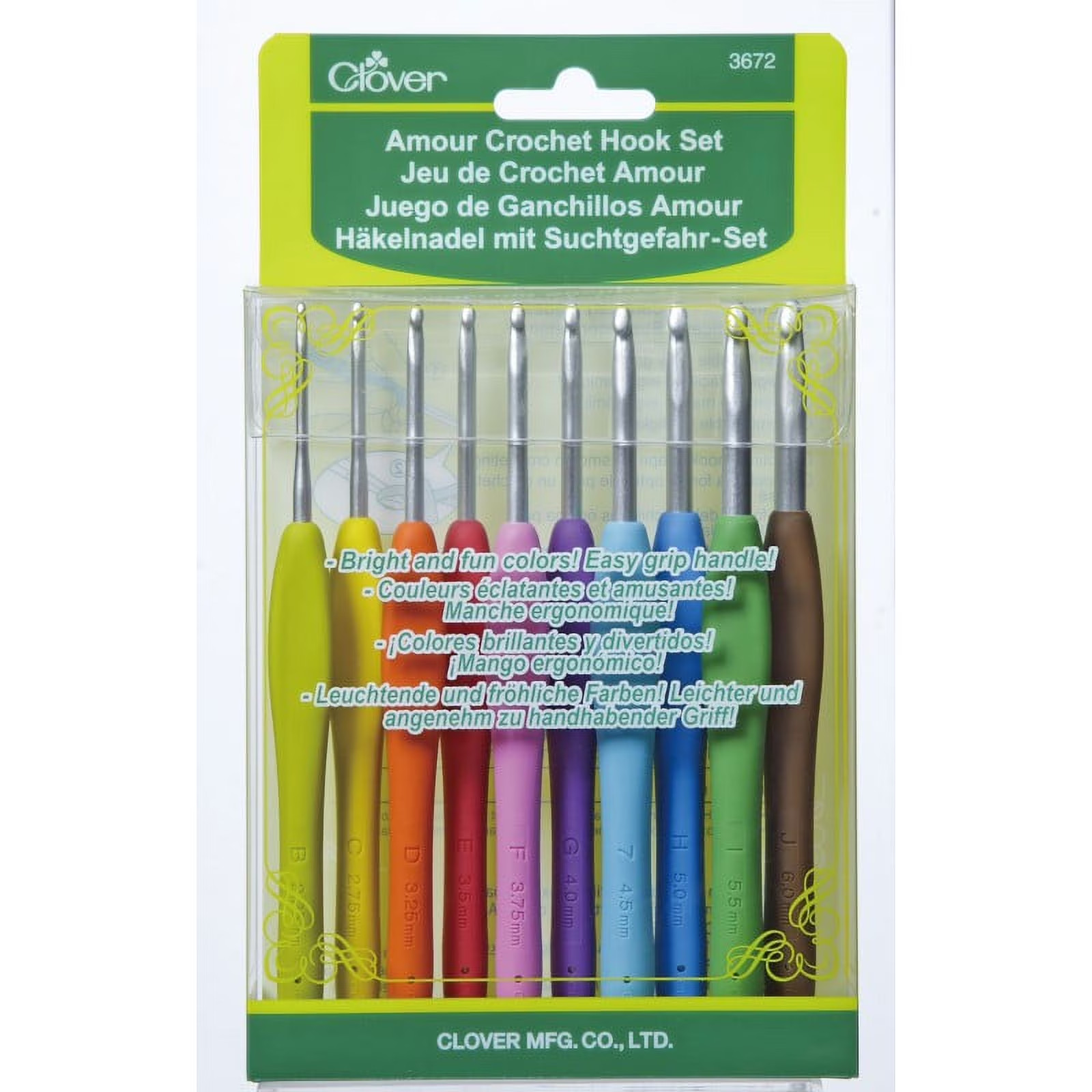 Clover 3672 Amour Crochet Hook Set, Assorted - 10 Sizes