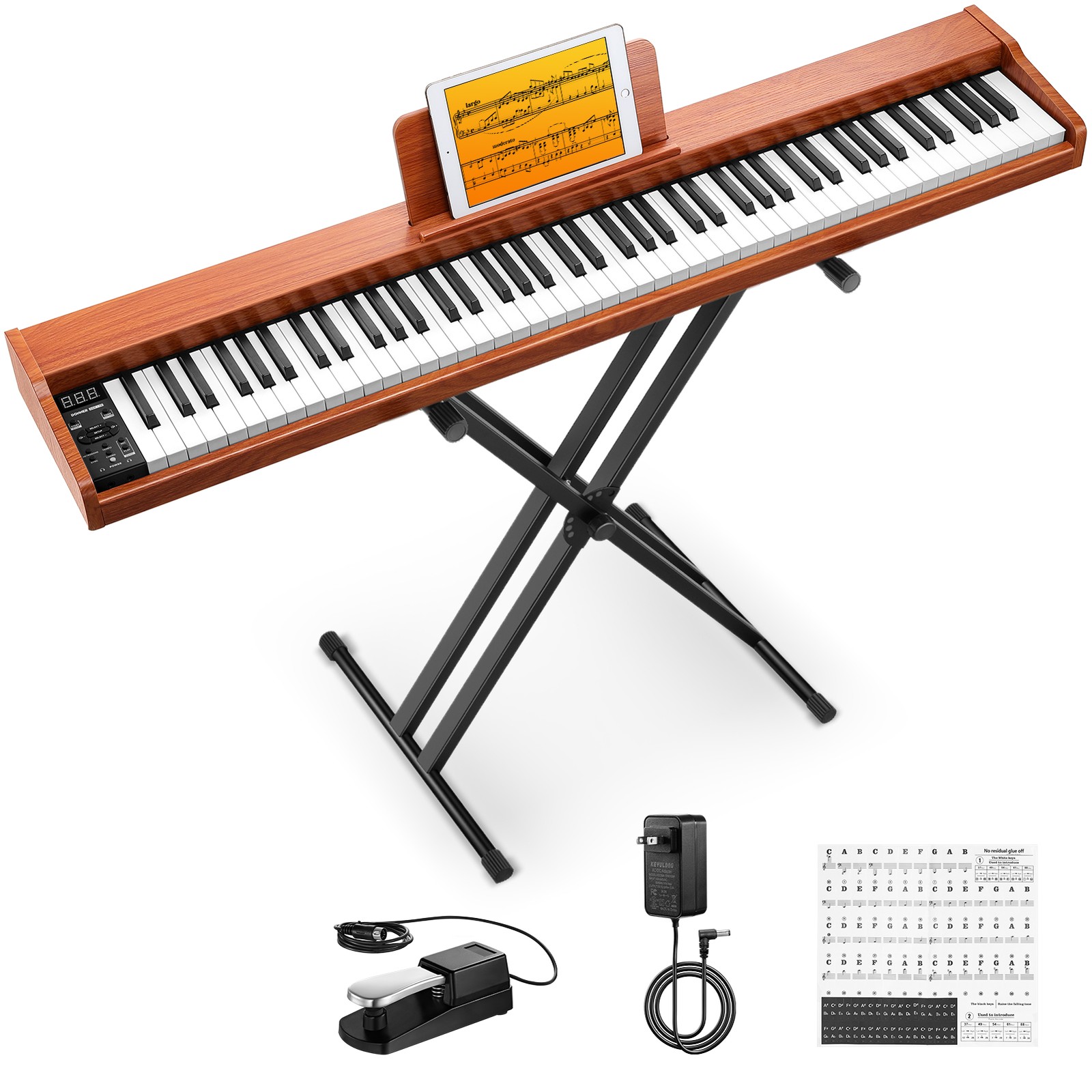 Donner DEP-1S Digital Piano Keyboard Wood Grain Design With Sustain Pedal 88 Key