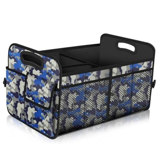 Car Trunk Organizer with 72L Capacity Waterproof Large Blue camouflage