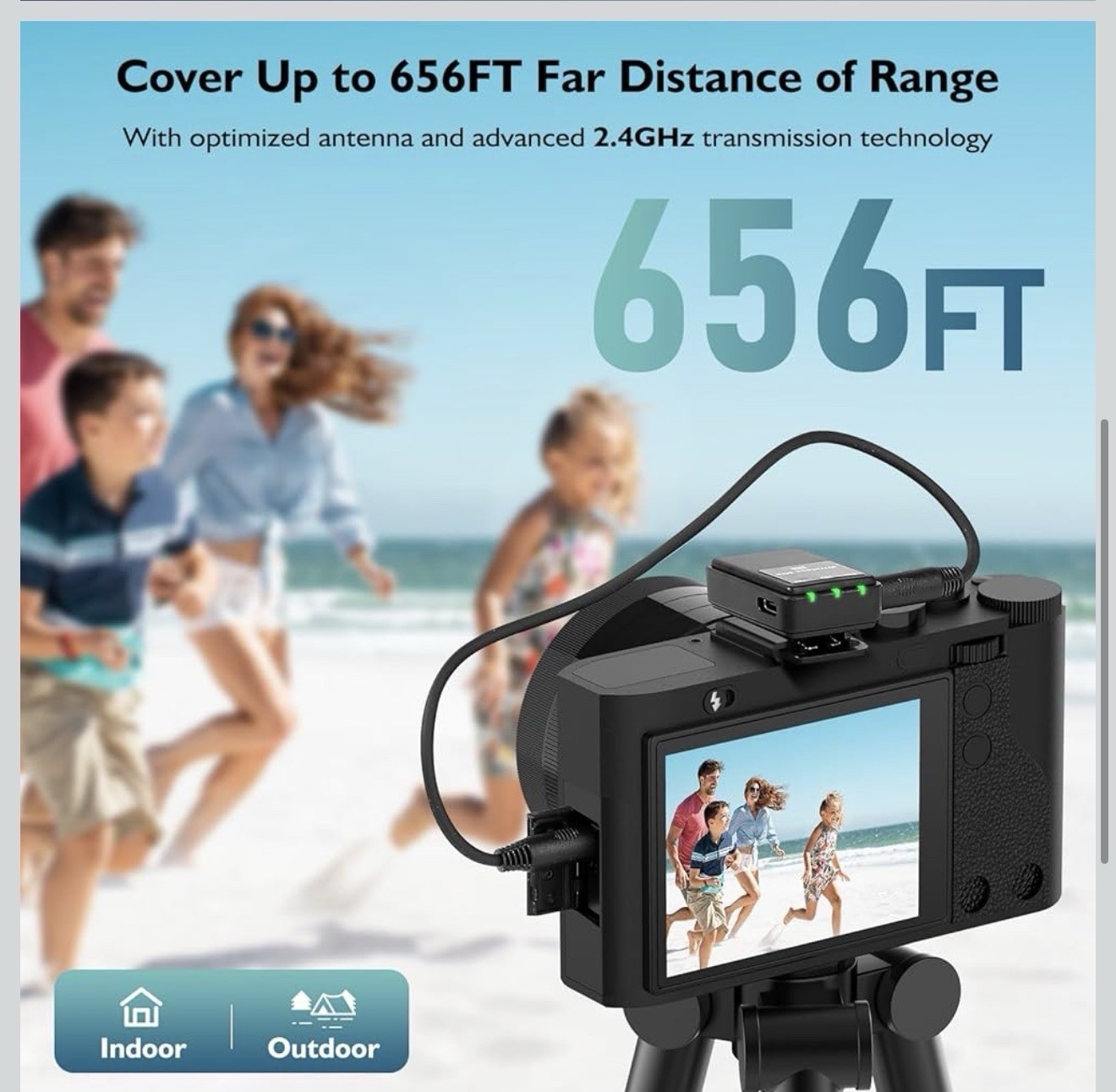 Wireless Lavalier Microphone 2TX+1RX Lapel Mic for DSLR iPhone Android
