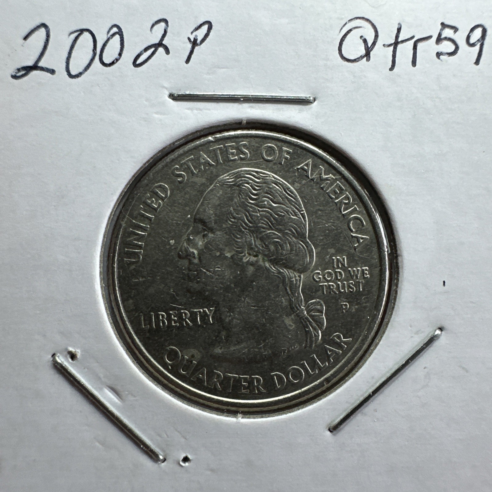 2002-P Indiana State Quarter Error. Die Break, DDR/DDO