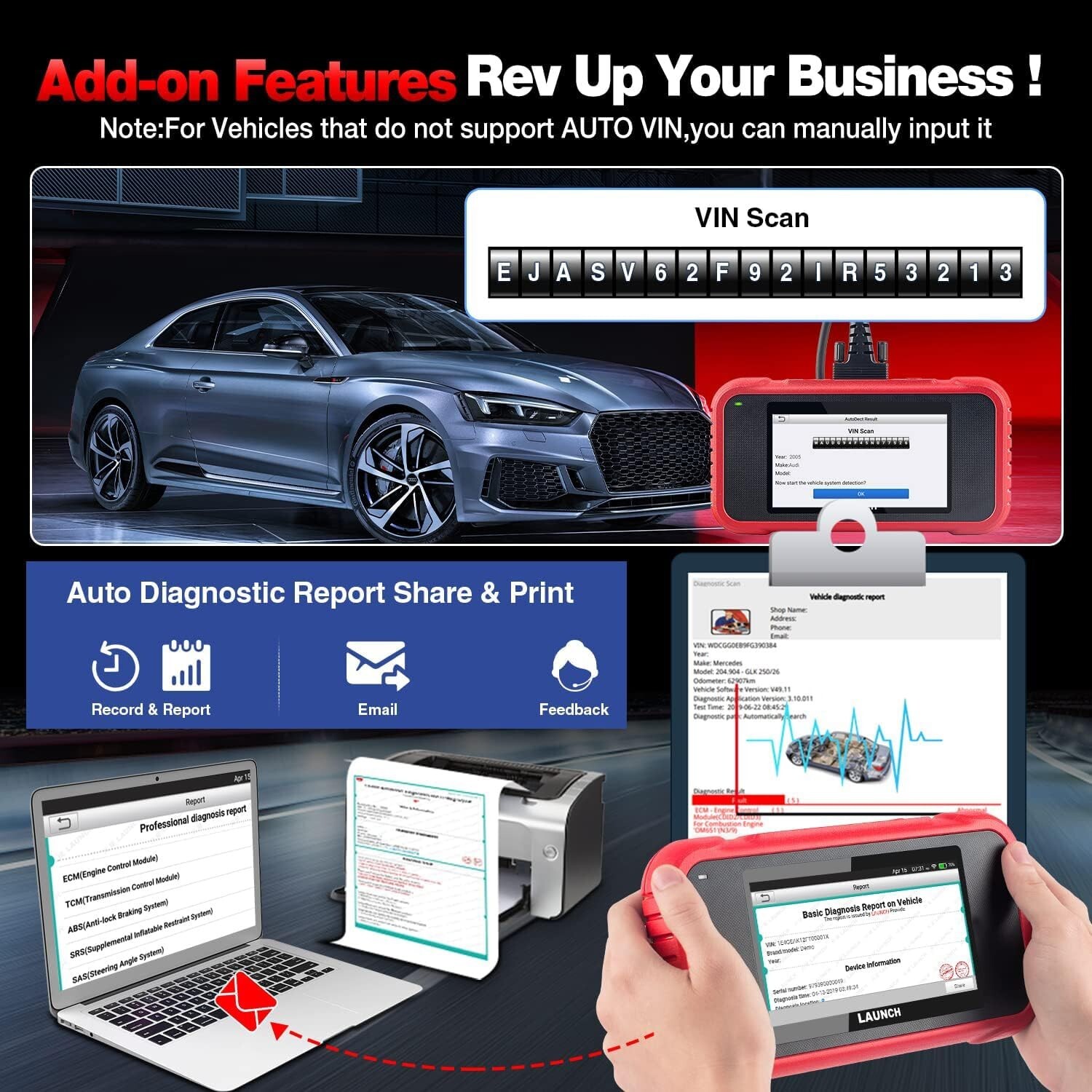 LAUNCH CRP123E V2.0 OBD2 Scanner Reader Check Car Engine ABS SRS Diagnostic Tool