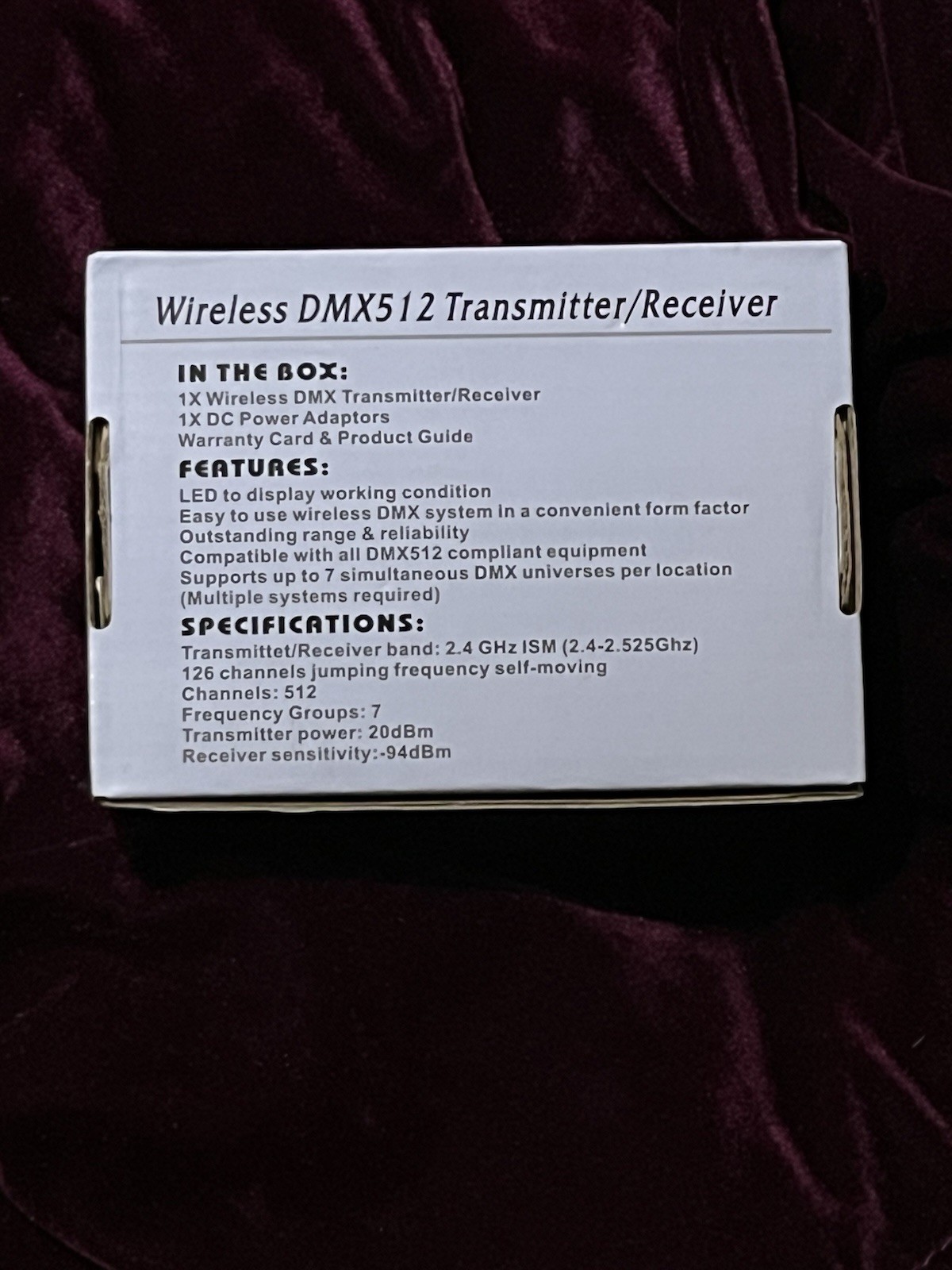 Wireless DMX512 Transmitter Receiver System