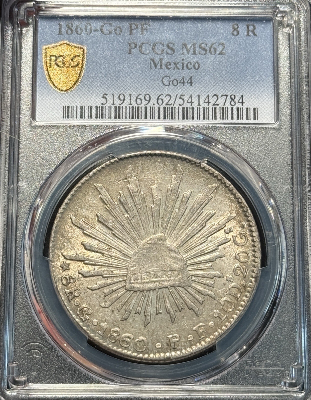 1860-Go PF MS62 8 Reales Mexico Go44 PCGS Original Pop 6 Only 1 Higher PQ Rare