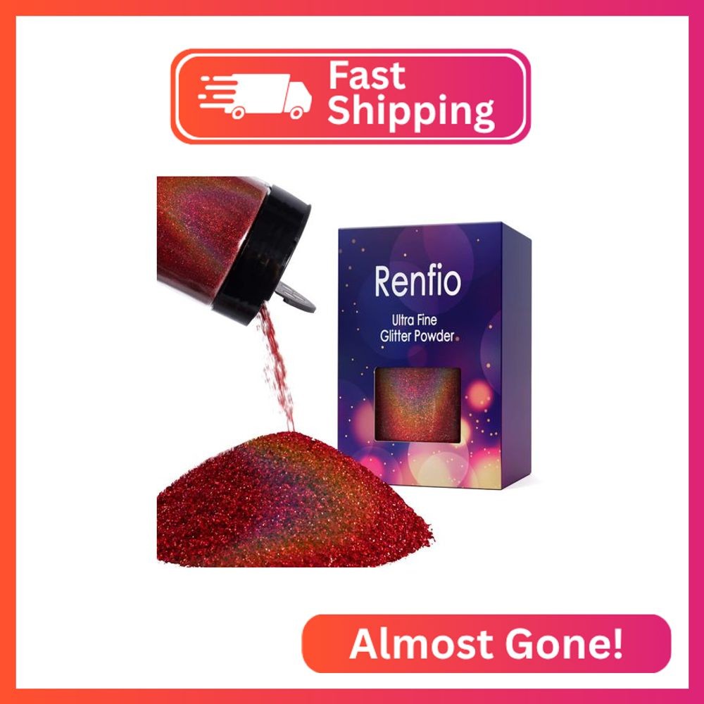 Renfio Holographic Ultra Fine Glitter Powder, 5.65 Oz 160g Metallic Resin Suppie