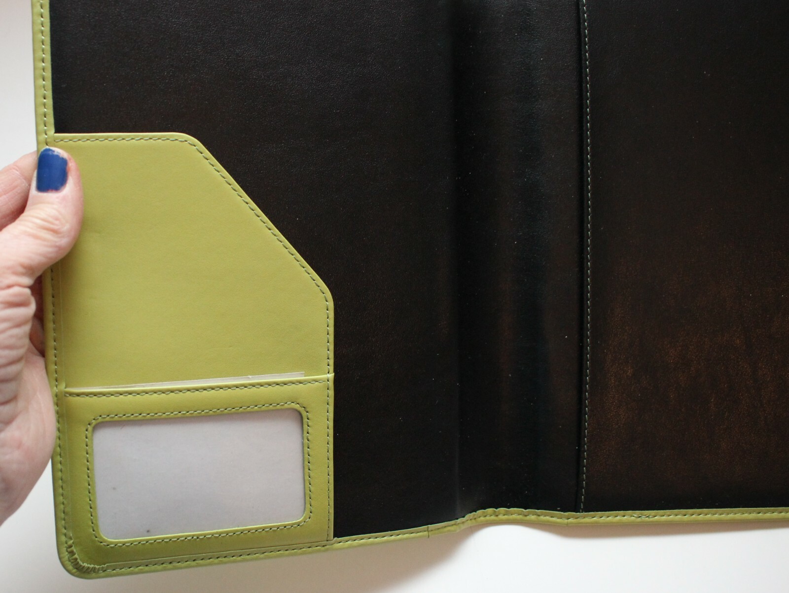 LEVENGER Lime Green Leather Junior Portfolio Folder Memo Holder New With Defect