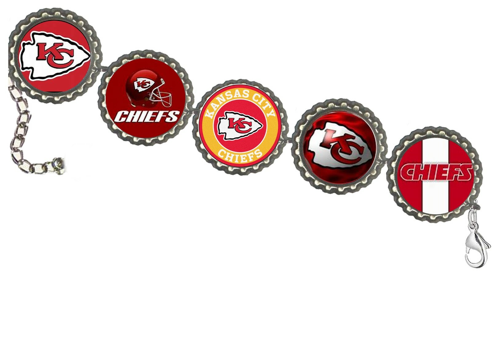 Kansas City Chiefs BOTTLECAP BRACELET  handcraft nice must have gift football