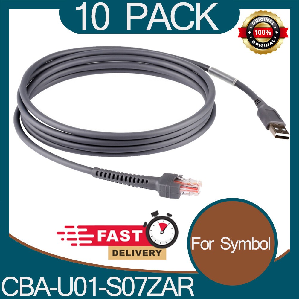 10 Pack USB Cable Barcode Scanner Cord For Symbol LS2208 CBA-U01-S07ZAR US LOT